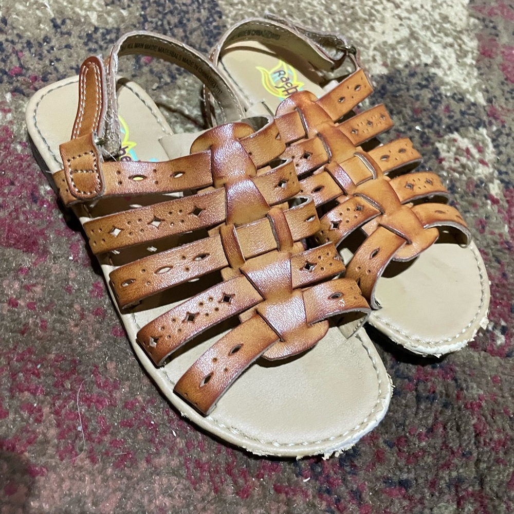 -Rachel Shoes, pleather sandals shoes, tan size 10